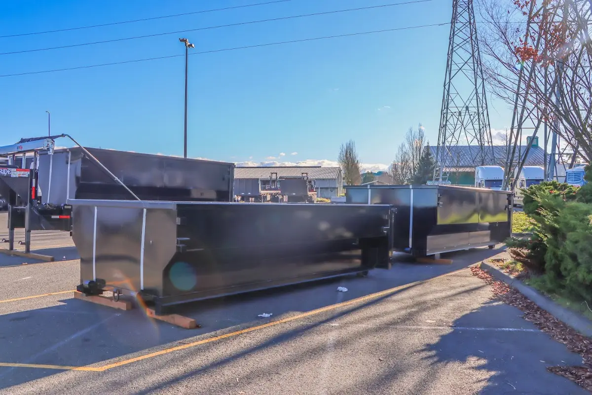 Roll-off dumpster ready for waste disposal at job site for Cleanout Dumpster Rental in Fairland